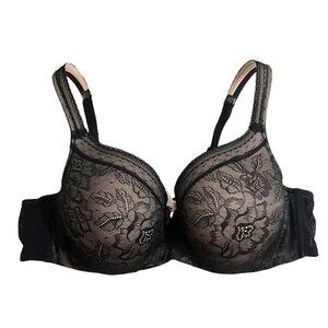 Cacique bra women's 44C Lightly Lined Balconette bra black beige lightly padded